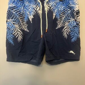 Tommy Bahama Men’s Blue Hawaiian Print Lined Swim Trunk Size XL